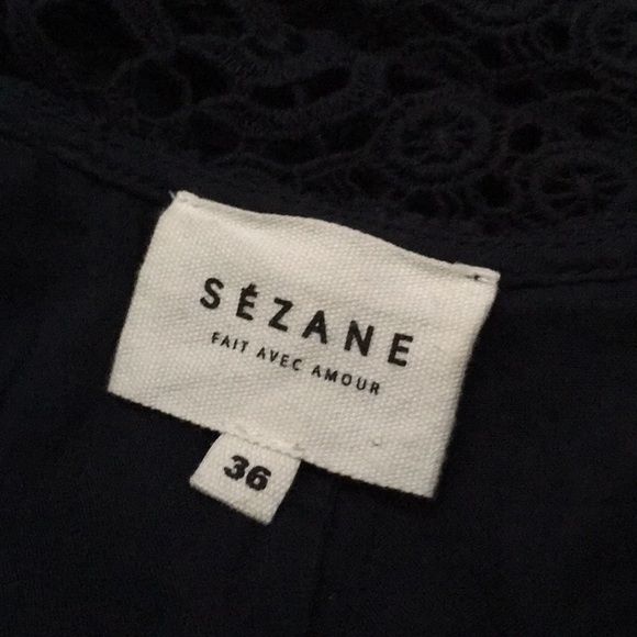 Sezane eyelet Crochet lace tie front blouse 36 - Picture 6 of 8